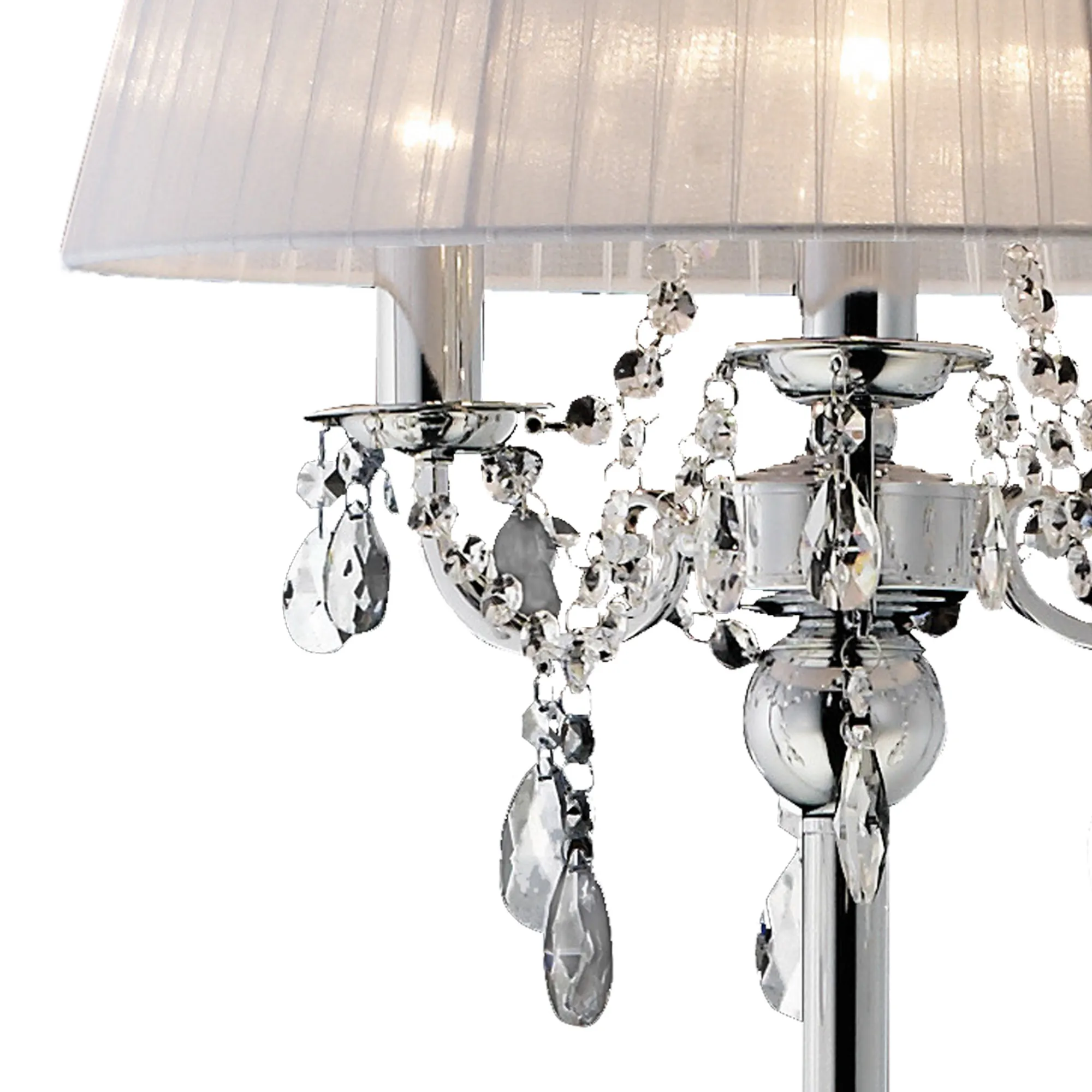 Olivia Crystal 163cm Floor Lamp 3 Light IL30063/WH  Diyas Olivia Polished Chrome-White